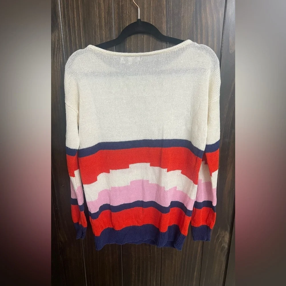 Madewell Blockstop Oversized Boatneck Colorblock Sweater 100% Linen medium - Picture 10 of 10
